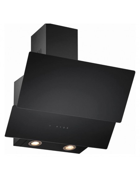 HOTTE INCLINEE EN VERRE NOIRE 90CM FILTRE A CHARBO