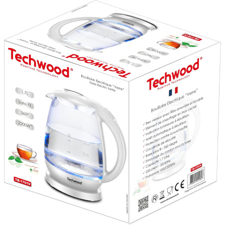 BOUILLOIRE EN VERRE 1 7L 2200W BLANC