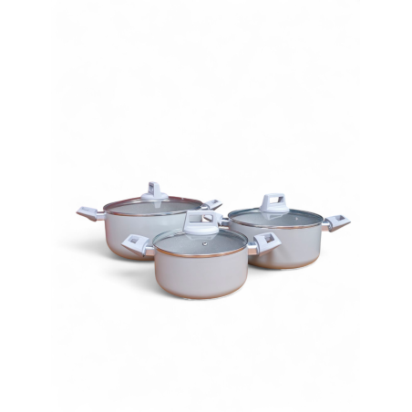 BATTERIE DE CUISINE 6PCS 3 FAITOUT 20-24-28 CM AVEC COUVERCLE