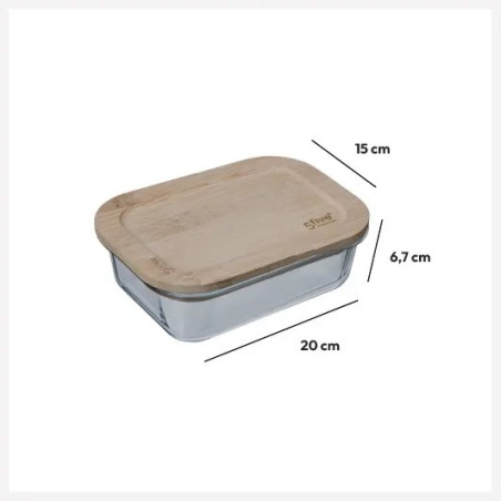BOITE CARRE VERRE   BAMBOU 1L