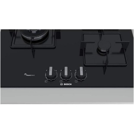 TABLE DE CUISSON 2 FEUX GAZ+1WOK EN VERRE NOIR