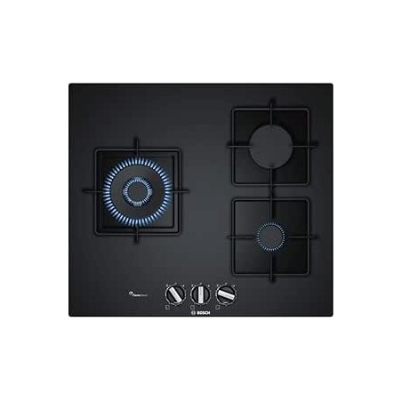 TABLE DE CUISSON 2 FEUX GAZ+1WOK EN VERRE NOIR