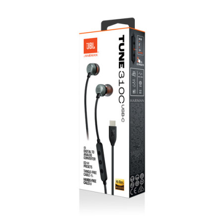 JBL Tune 310C Casque Avec fil Ecouteurs Appels/Musique USB Type-C Noir