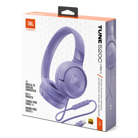 JBL Tune 520C USB-C Casques Avec fil Arceau Appels/Musique USB Type-C Lilas