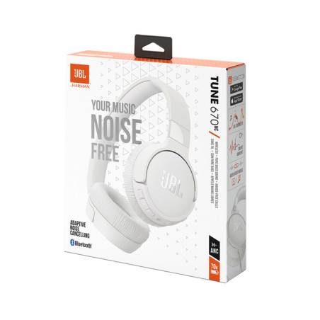 JBL Tune 670 NC Casque Avec fil &sans fil Arceau Appels/Musique USB Type-C Bluetooth Blanc
