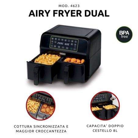 Ariete 4623/00 Double 8 L 1700 W Friteuse d’air chaud Noir