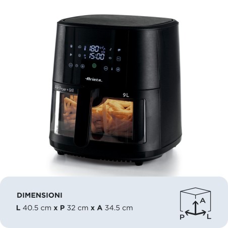Ariete 4630/00 Unique 9 L Autonome 1500 W Friteuse d’air chaud Noir