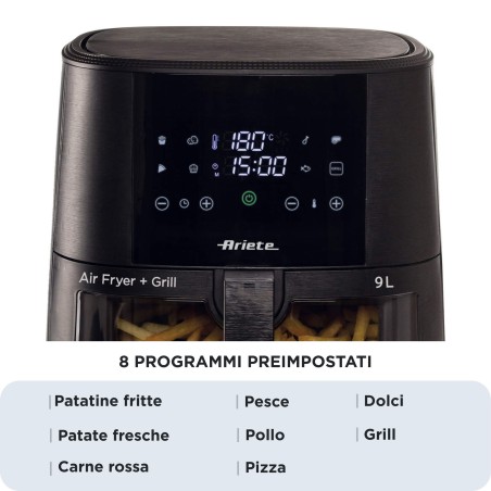 Ariete 4630/00 Unique 9 L Autonome 1500 W Friteuse d’air chaud Noir