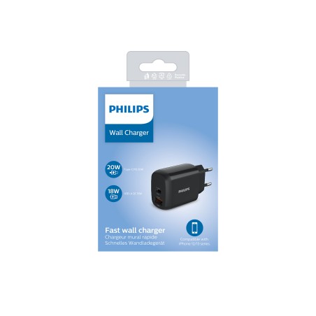 Philips Chargeur secteur 18W 1 port USB-Type C et 1 USB-A