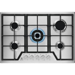 Electrolux KGS7536SX Noir, Acier inoxydable Intégré 74.5 cm Gaz 5 zone(s)