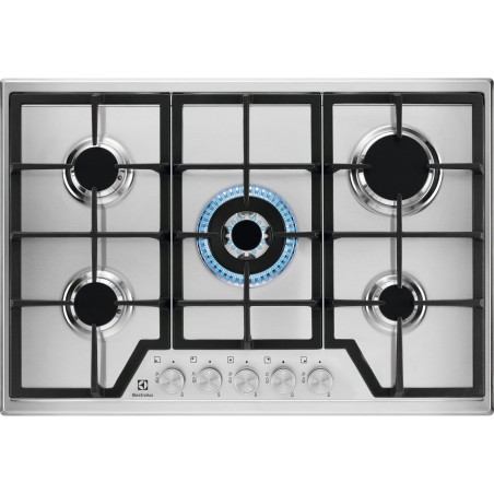Electrolux KGS7536SX Noir, Acier inoxydable Intégré 74.5 cm Gaz 5 zone(s)
